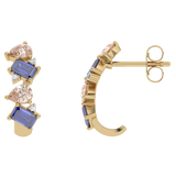 Gold earrings with champagne garnets, tanzanites and diamonds