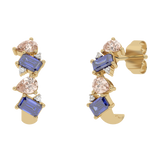 Gold earrings with champagne garnets, tanzanites and diamonds