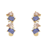 Gold earrings with champagne garnets, tanzanites and diamonds