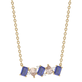Gold necklace with champagne garnets, tanzanites and diamonds