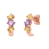 Złote Kolczyki z ametystami i Spessartynami