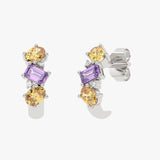 Gold Earrings with Amethysts and Spessartines