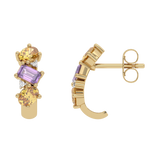 Złote Kolczyki z ametystami i Spessartynami