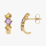 Gold Earrings with Amethysts and Spessartines