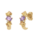 Złote Kolczyki z ametystami i Spessartynami