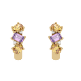 Złote Kolczyki z ametystami i Spessartynami