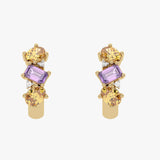 Gold Earrings with Amethysts and Spessartines