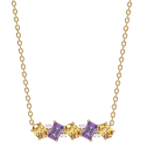 Gold necklace with amethysts, spessartites and diamonds 