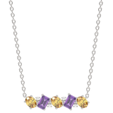 Gold necklace with amethysts, spessartites and diamonds 