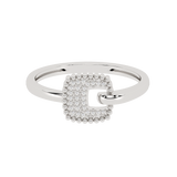 Square Gold Ring with Diamonds 