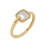 Square Gold Ring with Diamonds 