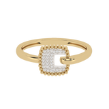 Square Gold Ring with Diamonds 