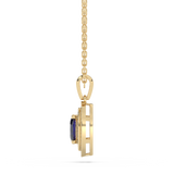 Gold pendant with oval sapphire and diamonds