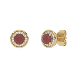 Gold Earrings with Rubies and Diamonds