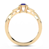 Pierścionek z Brylantowymi Sercami i Szafirem