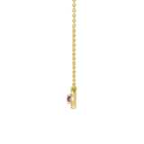 Zlatý náhrdelník s rubíny a brilianty v podlouhlém geometrickém tvaru
