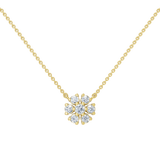 Złoty naszyjnik z brylantami w subtelnym motywie rozety