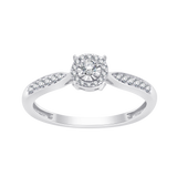 Złoty pierścionek z brylantami o eleganckim ponadczasowym wzorze