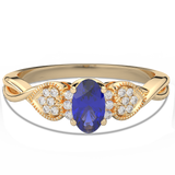 Pierścionek z Brylantowymi Sercami i Szafirem