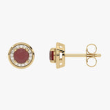 Gold Earrings with Rubies and Diamonds