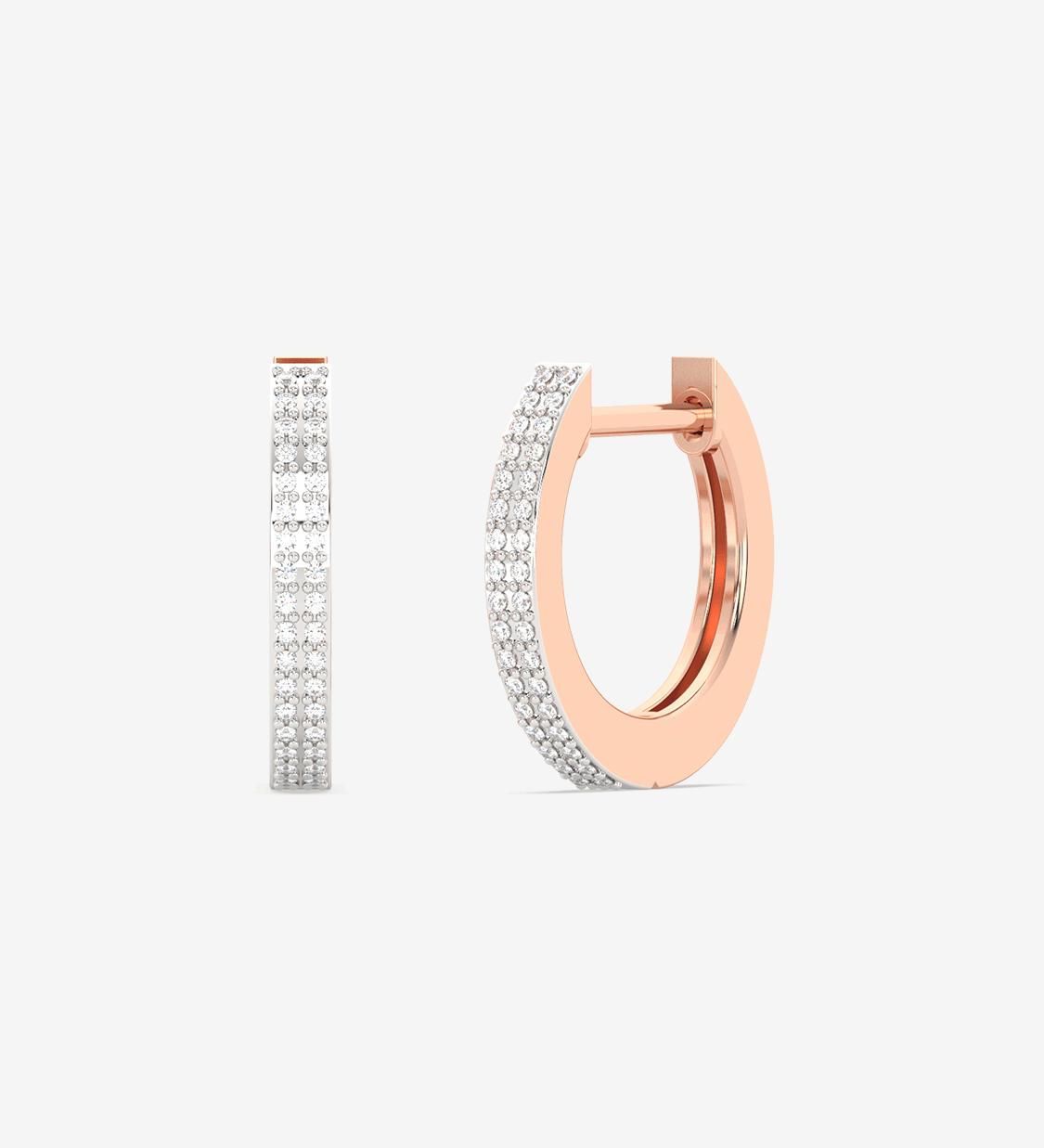 Kolczyki Brylantowe Obręcze Różowy - Venetia Jewels - 14K złoto z brylantami