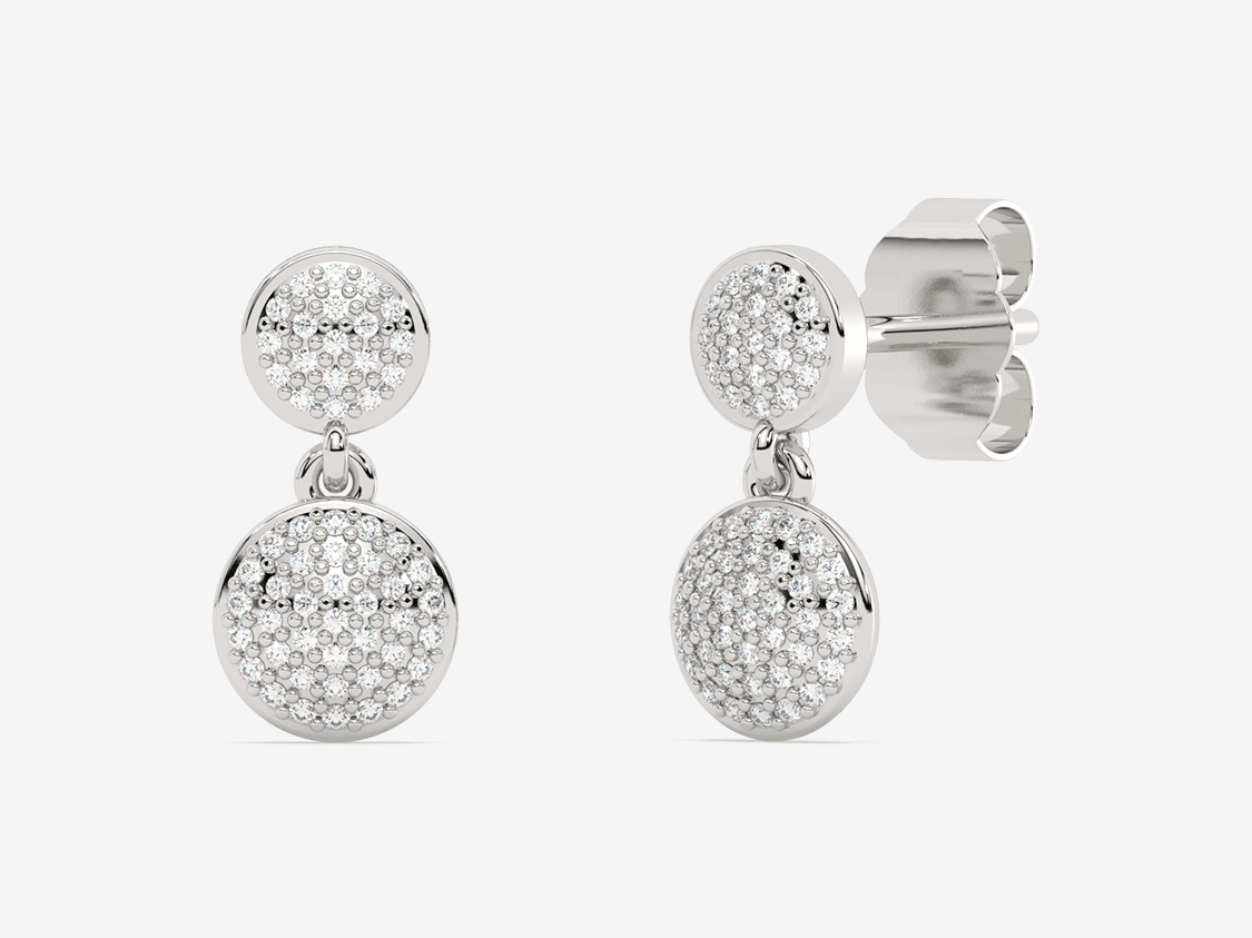 Brylantowe Kolczyki z Podwójnym Kołem Biały - Venetia Jewels - 14K złoto z brylantami