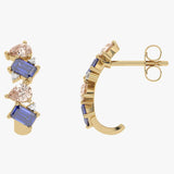 Gold earrings with champagne garnets, tanzanites and diamonds