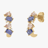 Gold earrings with champagne garnets, tanzanites and diamonds