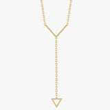 Gold pendant necklace with triangle accent and diamonds