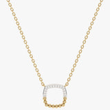 Gold necklace with diamonds in the shape of a square