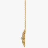 Gold necklace with intricate floral pattern and diamonds