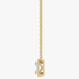 Gold baguette necklace with round diamonds