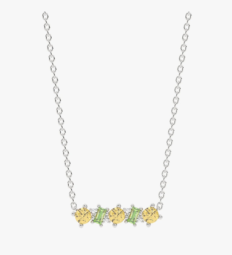 Złoty naszyjnik z miętowymi granatami, spessartytami i brylantami Biały - Venetia Jewels - 14K złoto z brylantami