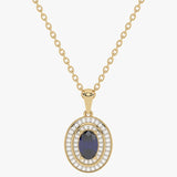 Gold pendant with oval sapphire and diamonds