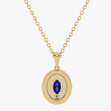 Gold pendant with oval sapphire and diamonds