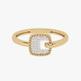 Square Gold Ring with Diamonds 