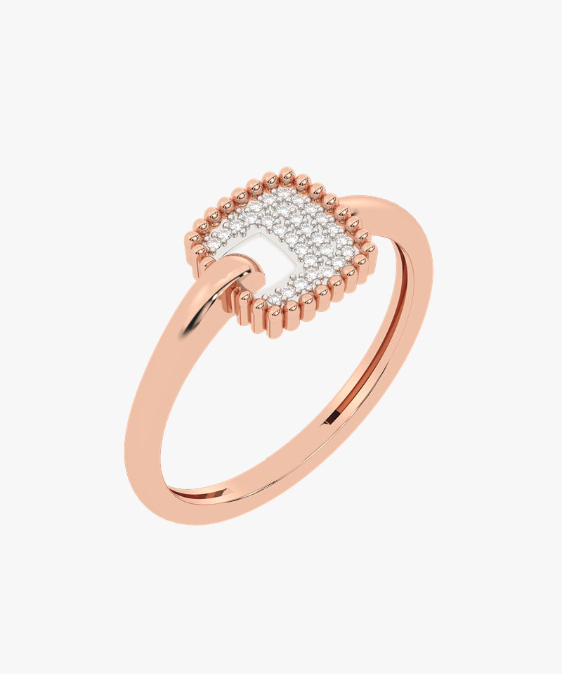 Square Gold Ring with Diamonds 