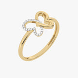 Gold ring with butterfly motif and diamonds