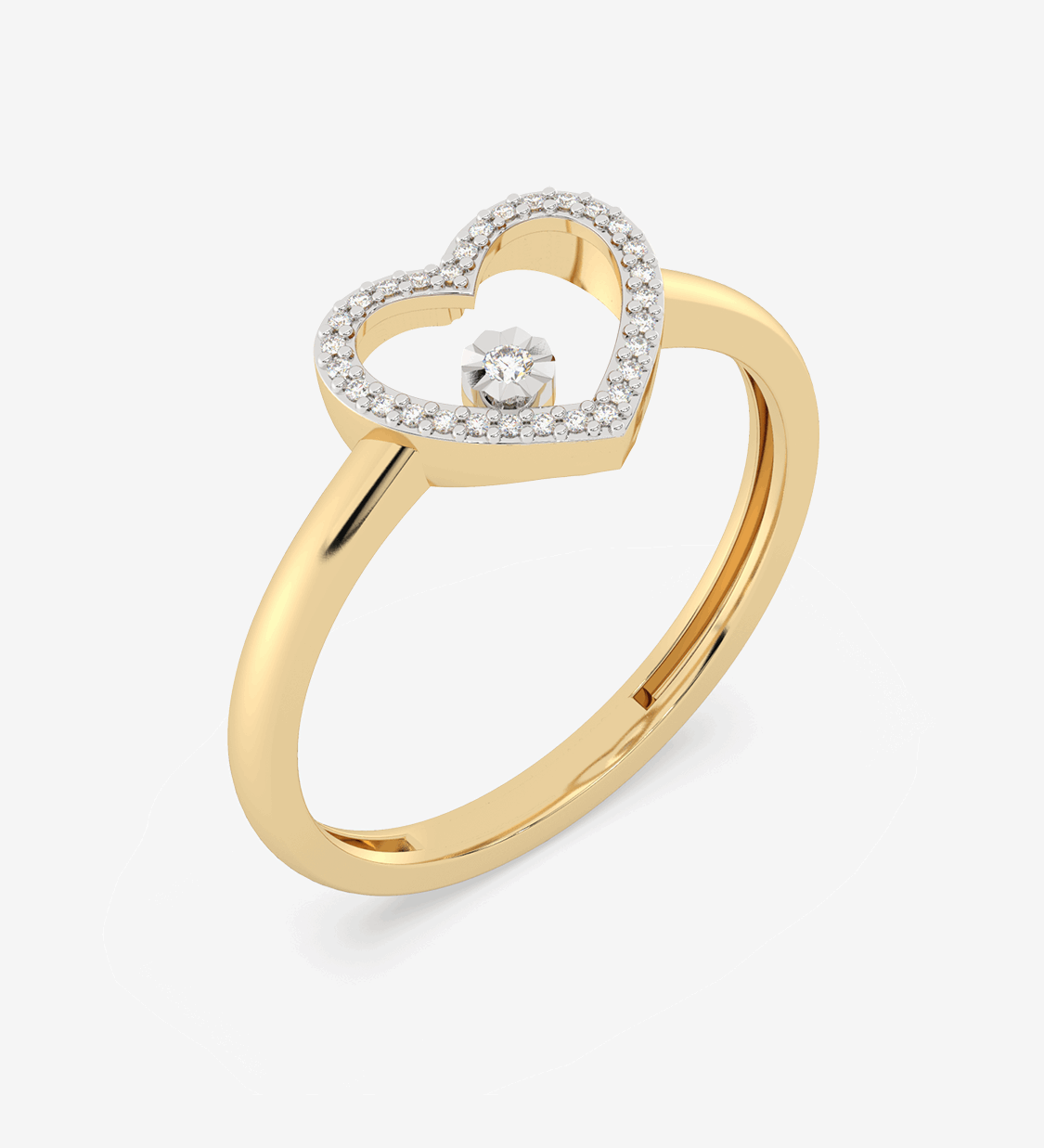 Pierścionek z Brylantowym Sercem żółty - Venetia Jewels - 14K złoto z brylantami