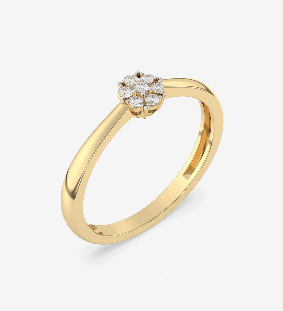 Pierścionek z Brylantowym Kwiatem żółty - Venetia Jewels - 14K złoto z brylantami