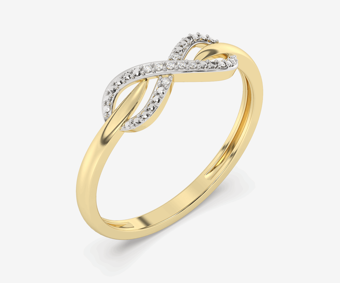 Brylantowy Pierścionek Infinity żółty - Venetia Jewels - 14K złoto z brylantami