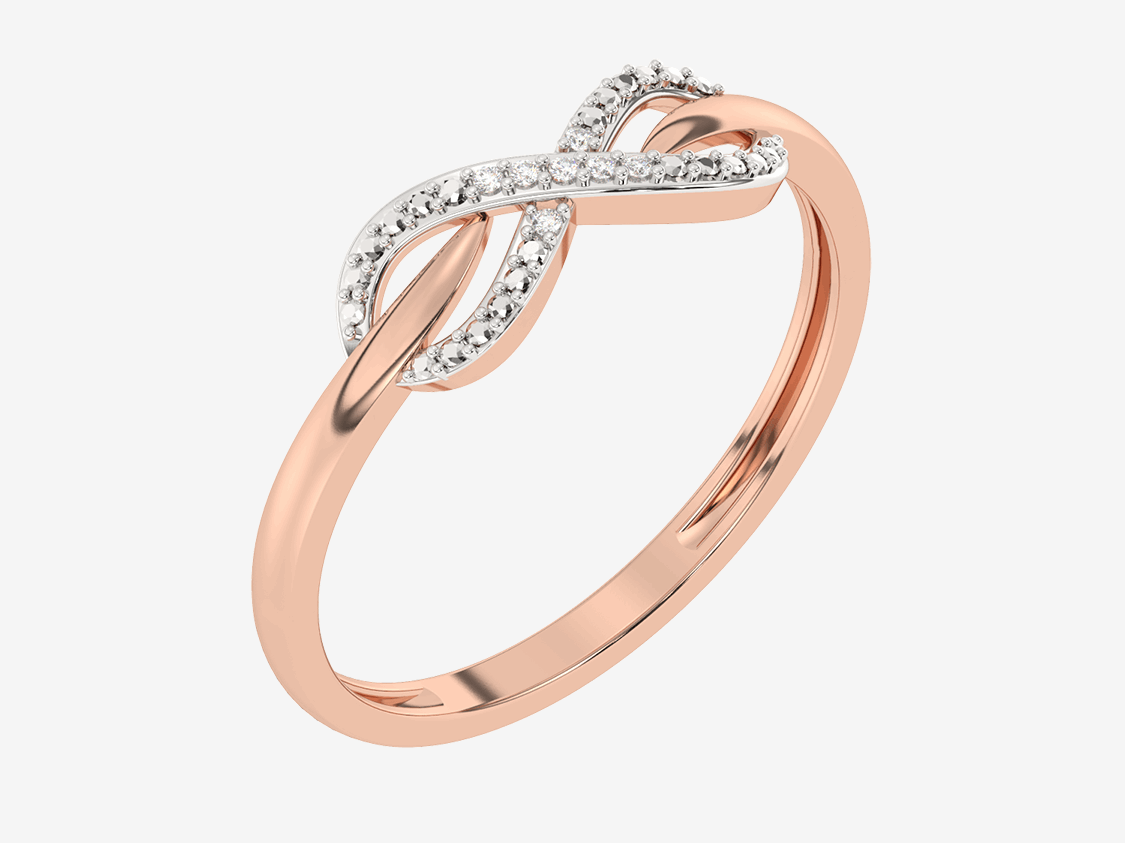 Brylantowy Pierścionek Infinity Różowy - Venetia Jewels - 14K złoto z brylantami