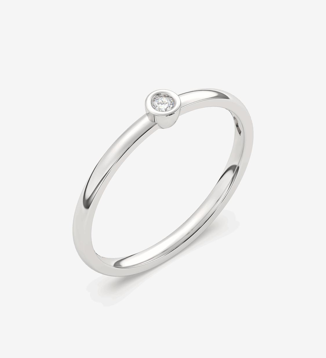 Klasyczny Pierścionek z Pojedynczym Brylantem Biały - Venetia Jewels - 14K złoto z brylantami