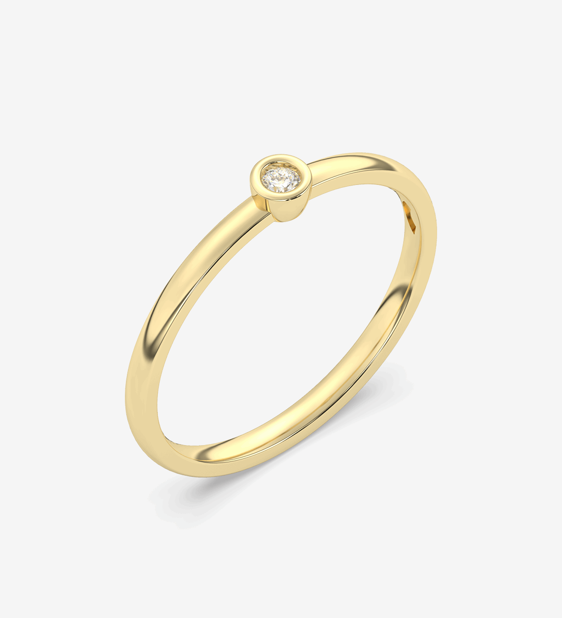 Klasyczny Pierścionek z Pojedynczym Brylantem żółty - Venetia Jewels - 14K złoto z brylantami