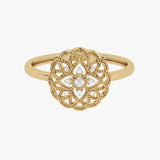 Gold ring with diamond motif