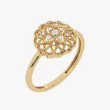 Gold ring with diamond motif