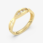 Skręcony Złoty Pierścionek żółty - Venetia Jewels - 14K złoto z brylantami