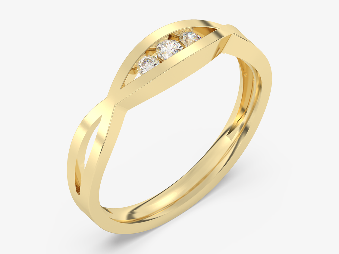 Skręcony Złoty Pierścionek żółty - Venetia Jewels - 14K złoto z brylantami
