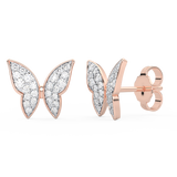 Butterfly-Shaped Gold Earrings with Diamonds