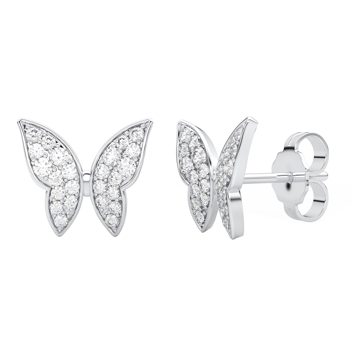 Butterfly-Shaped Gold Earrings with Diamonds